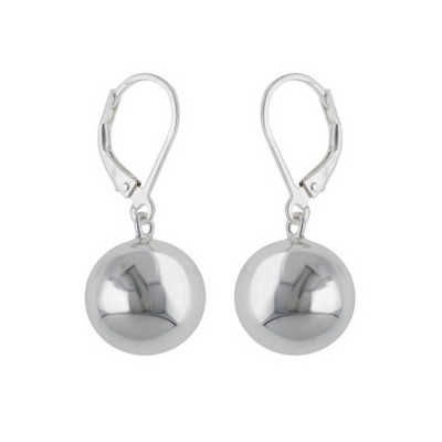 Sterling Silver Earring Plain 12mm Ball on Leverback -E-Coat-