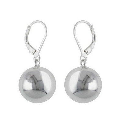 Sterling Silver Earring Plain 14mm Ball on Leverback -E-Coat-