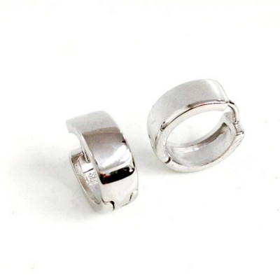 Sterling Silver Earring 14mm Plain Huggie 5.3mm Thick