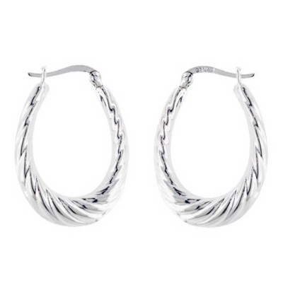 Sterling Silver Earring Shrimp Hoop 29X23mm -Sp-