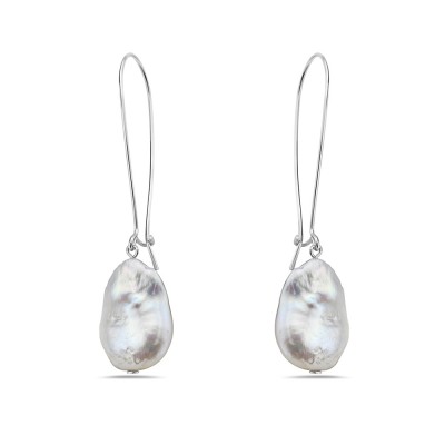 Sterling Silver EARRING KIDNEY WIRE BAROQUE PEARL