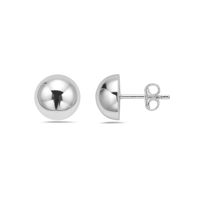 STERLING SILVER EARRING  PLAIN 10MM HEMISPHERE STUD** E-COATED 