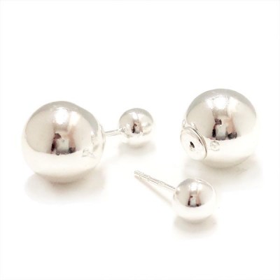 SS Earg 6Mm/12Mm Plain Double Silver Ball, Silver