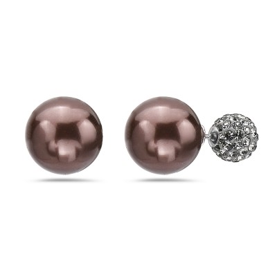 Sterling Silver Earring 10mm Bkdm Fireball with 15mm Brass Pearl Bac
