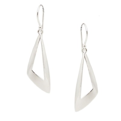 SS Earring Dangle Dome Open Scalene Triangle, Silver