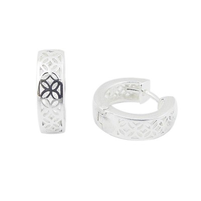 SS Earring Plain Filigree Huggy, Silver