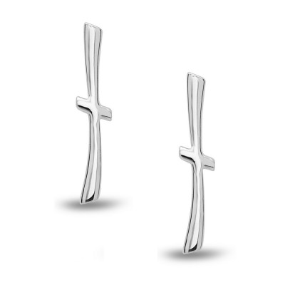 STERLING SILVER EAR CLIMBER PLAIN LONG CROSS