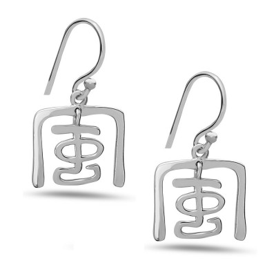 STERLING SILVER EARRRING PLAIN WIND IN ANCIENT WORD-RH