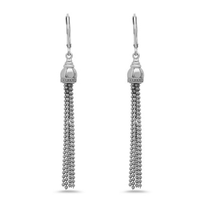 STERLING SILVER EARRING TASSELS BEADED DOME CAP LEVERBACK