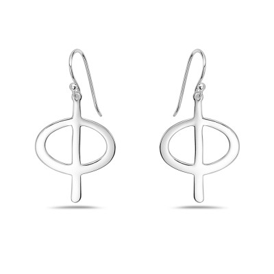 STERLING SILVER EARRING CHINESE CALLIGRAPHY "CENTER" MODERATION