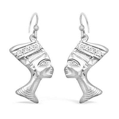 STERLING SILVER EARRING EGYPTIAN GIRL PLAIN -EC