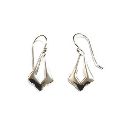 Sterling Silver Earring Small Shield Shape Fish Wire