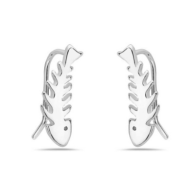 Sterling Silver Earring Crawler Fish Bone