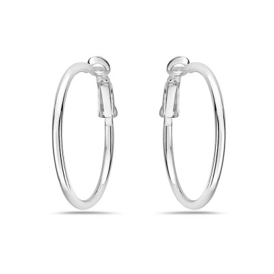Sterling Silver Earring 30Mm Hoop 2Mm Tube With Omega Backing *E