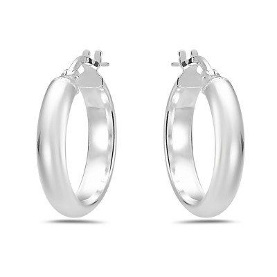 Sterling Silver Earring Round Hoop Latch 4.8Mm Width-23Mm Diam
