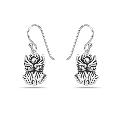 Sterling Silver Earring Girl Angel Oxidized
