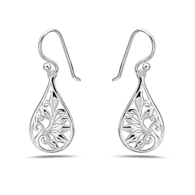 Sterling Silver Earring Tear Drop Lily Of Vally In
