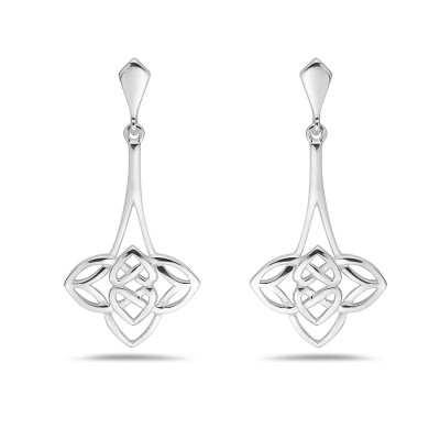 Sterling Silver Earring Trinity Endless Knot Dangle Sheild Shap