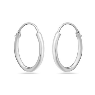Sterling Silver Earring 20 Mm Plain Round Hoop 1.4 Mm Line