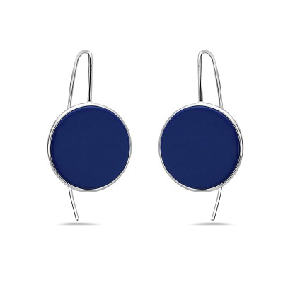 Circular Lapis Lazuli Almond Hook Earrings