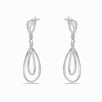 Sterling Silver EARRING TEAR DROP LINE WITHIN TEAR DROP-2S-7152E