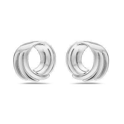 Sterling Silver  EARRING STUD 3 SWIRL LINE CIRCLE-2S-7164E