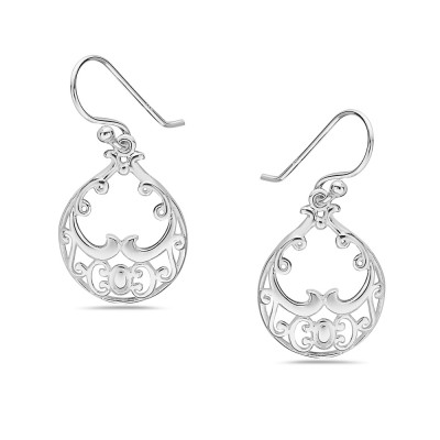 Sterling Silver EARRING SHORT TEARDROP WAVY LINES AT BOTTOM-2S-7171E-2
