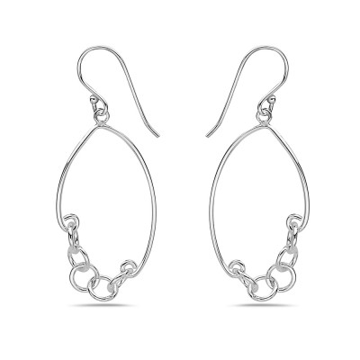 Sterling Silver EARRING TEAR DROP LINE CHAIN LINK IN BETWEEN-2S-7193E