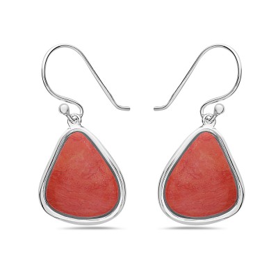 Sterling Silver EARRING HAMMER EDGE IRREGULAR TRIANGLE ORANGISH-2S-7194CR2
