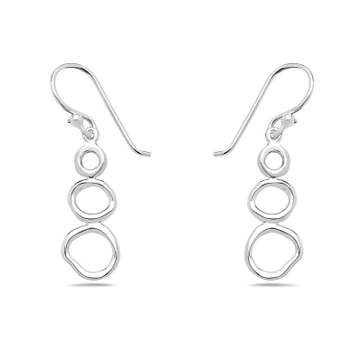 Sterling Silver EARRING DANGLE TRIPLE CIRCLE  HAMMER TEXTURE-2S-7213E