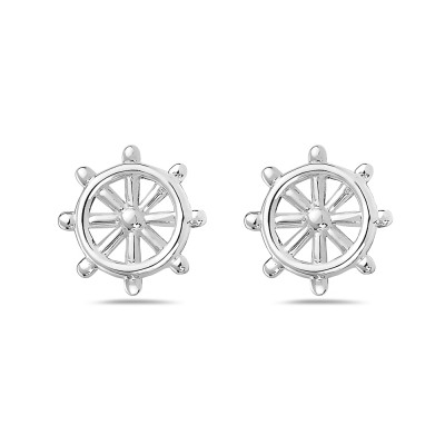 Sterling Silver EARRING SAILOR WHEEL STUD -2S-7226E