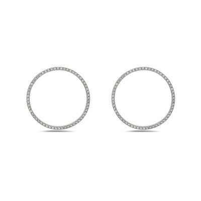 Sterling Silver EARING CIRCLE WITH Cubic Zirconia ON EARRNG-2S-7262CL