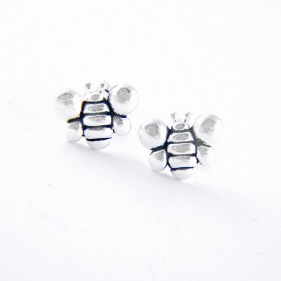 Sterling Silver EARRING STUD HONEY BEE OXIDIZED-2S-7317EX