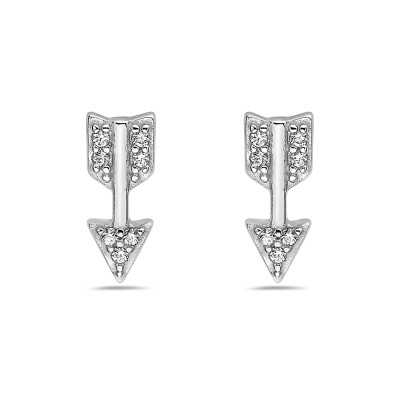 Sterling Silver EARRING STUD ARROW SWAROVSKI CZ