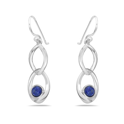 Sterling Silver EARRING DANGLE DOUBLE TWIST HOOP DROPS WITH GEN