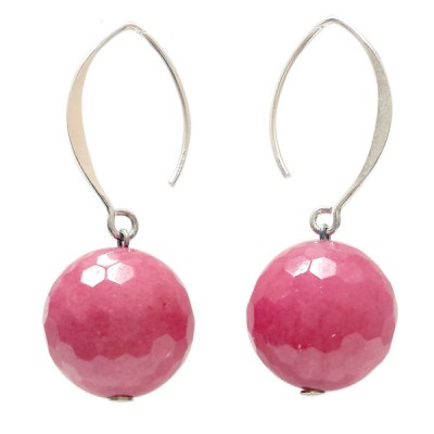 Sterling Silver Earring Small Almond Hook 16 mm Mauve Rose
