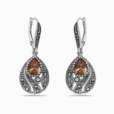 MS EARRING PUFFY OPEN MS TEARDROP WITH CHAMPAGNE C