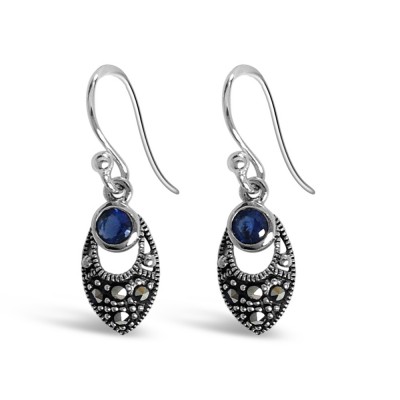 MS EARRING MARQUIS ROUND TANZANITE GLASS TOP