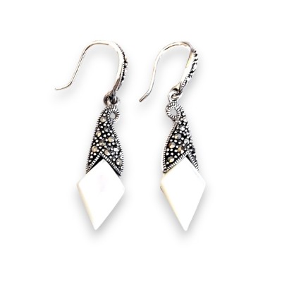 Marcasite EARRING DNAGLE FLOWER MARCASITE CAP DIAMOND SHA-2M-2757M