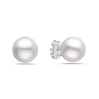 Sterling Silver Earring 8mm White Imitation Pearl Stud (2S-137 For