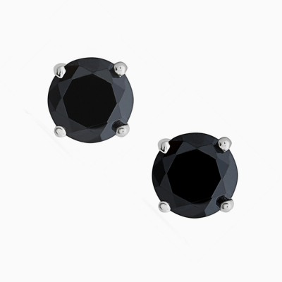 Sterling Silver EARRING BLACK 9MM ROUND STUD
