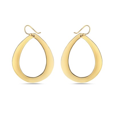 Sterling Silver EARRING HALLOW TEARDROP-GOLD PLATE