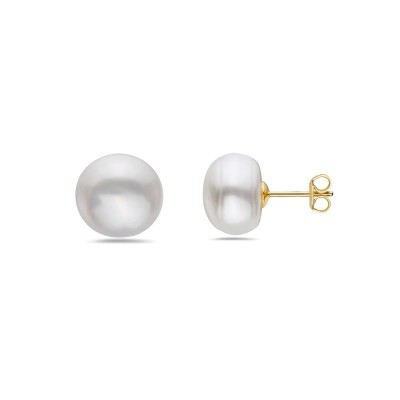 Sterling Silver EARRING 13-13.5MM POTATO FRESH WATER PEARL STUD