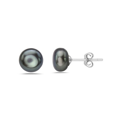 Sterling Silver EARRING 6 MM PEACOCK POTATO FRESH WATER PEARL S