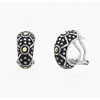 Sterling Silver EARRING OXIDIZED HOOP W/ OMEGA BACK