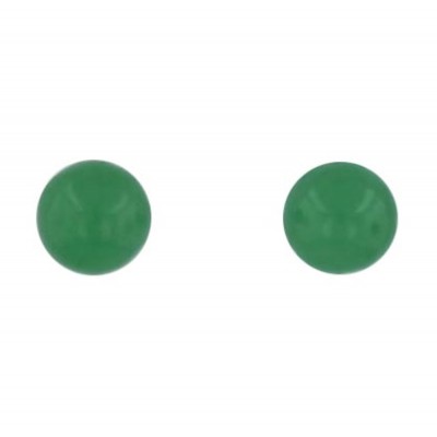 Sterling Silver EARRING 5MM GREEN JADE BALL STUD