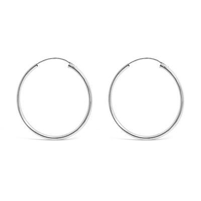 Sterling Silver EARRING 2X30MM PLAIN CIRCLE HOOP