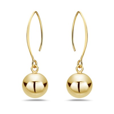 Sterling Silver EARRING 12MM PLAIN BALL W/ SHORTER ALMOND HOOK*