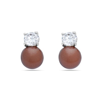 Sterling Silver EARRING 4MM COCKTAIL SET CLEAR CZ+6MM SMALL OLIVE(#4