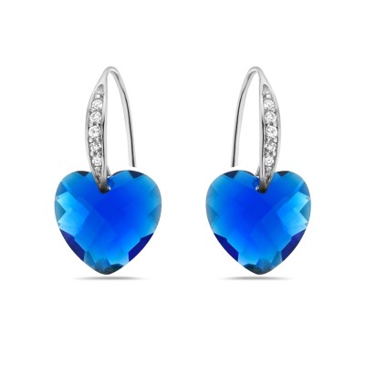 Sterling Silver Earring 13mm Synthetic Saphirre Spinel Chess Cut H